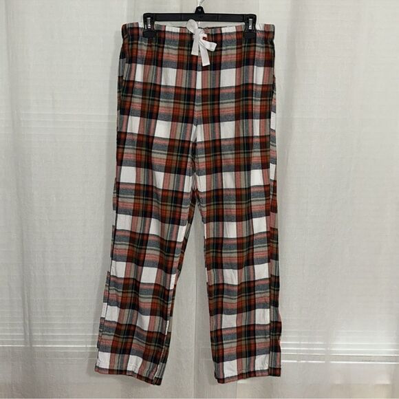 J.Crew M Ivory Multi Printed Christmas Holiday Plaid Flannel PJ Pants - Picture 5 of 12